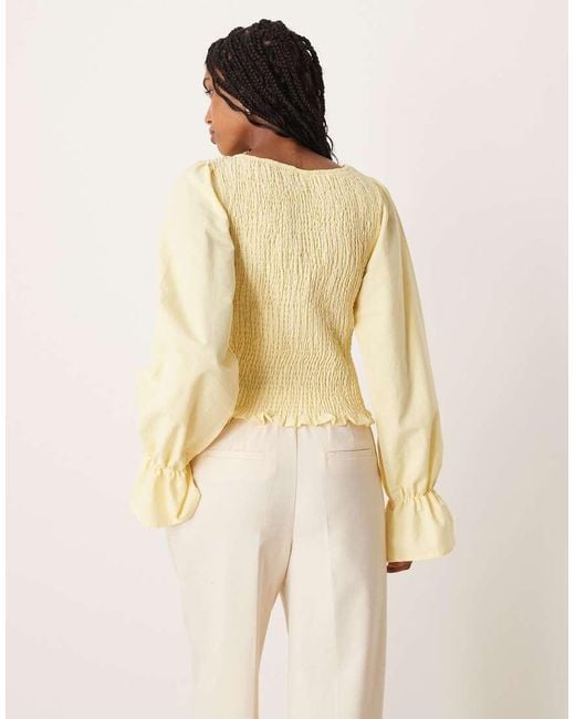 Blusa Arricciata Color Latticello di ASOS in Natural