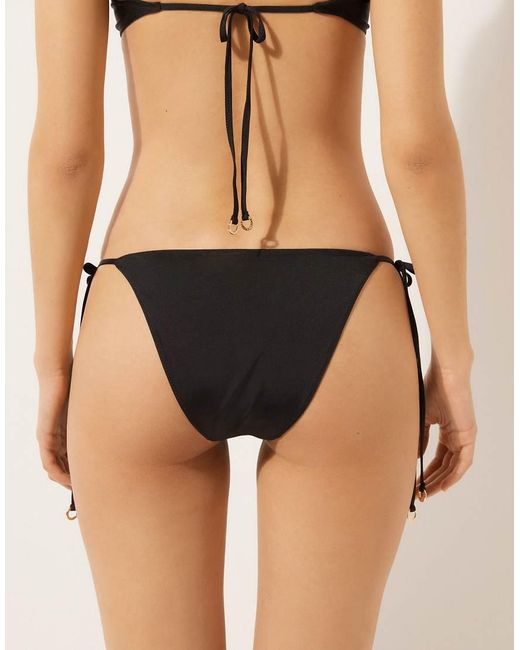Calzedonia Black Tie Bikini Bottoms Minimal Fit