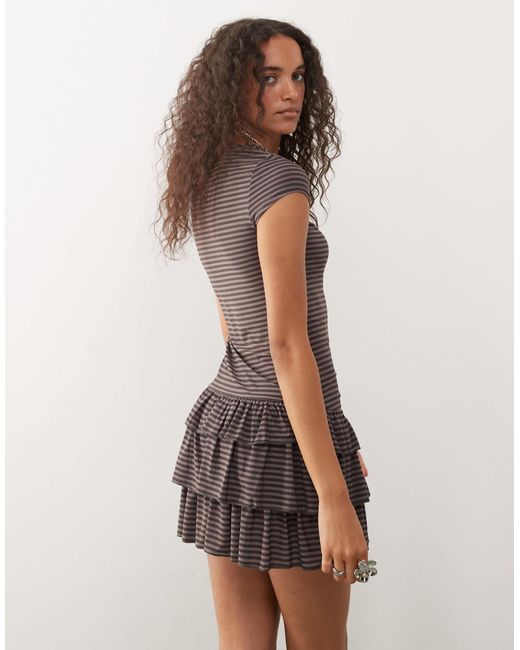 Collusion Natural Ruffle Mini Dress
