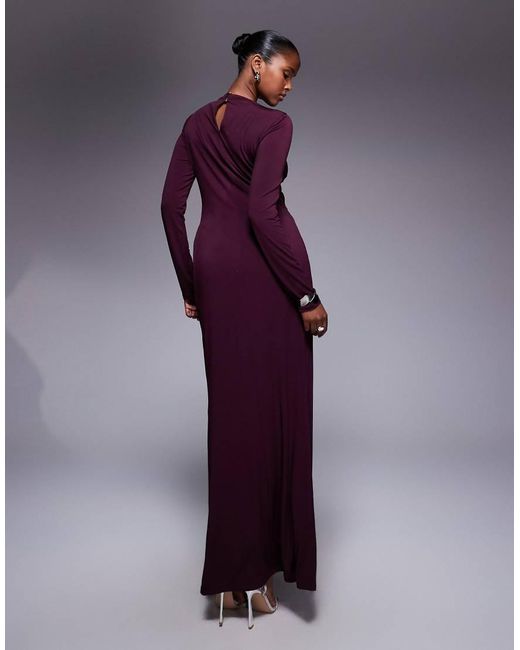 DASKA Purple Ruched Maxi Dress