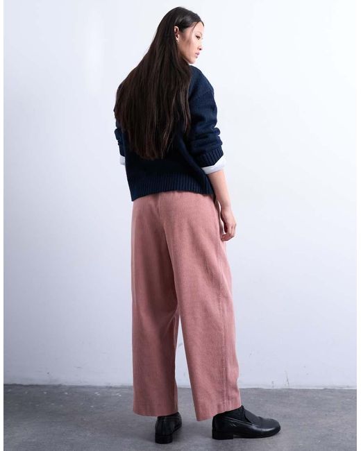 TOPSHOP Blue Cord Wide Leg Awkward Length Trouser