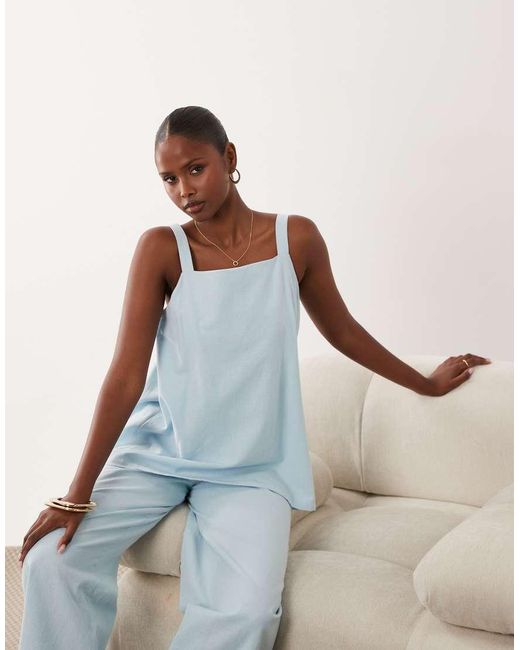 ASOS Blue Double Layer Cami Jumpsuit