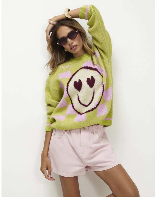 River Island Green Long Sleeve Face Jumper