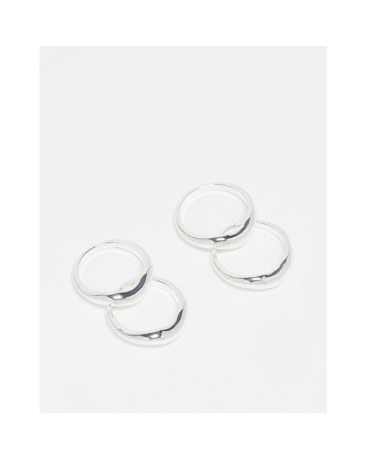 TOPSHOP White – remy– 4er-pack verte ringe im geschmolzenem wishbone-design
