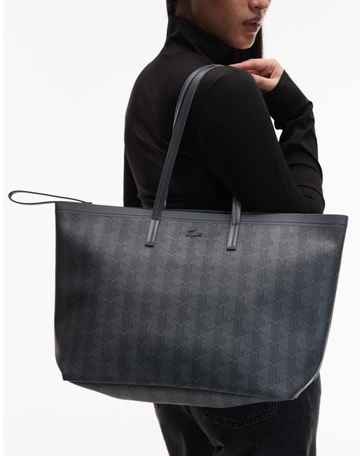 Lacoste Black Printed Shoulder Tote