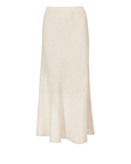 South Beach White Linen Blend Midi Skirt