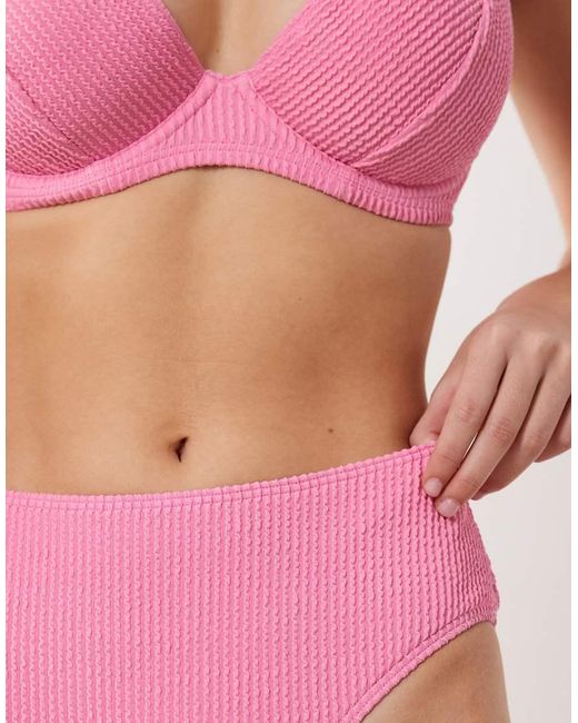 Peek & Beau Pink Crinkle High Waist Bikini Bottom