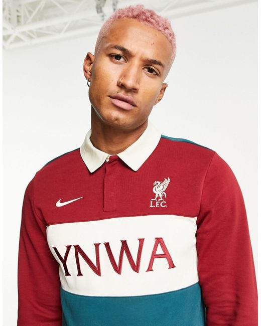 Nike Football Red Liverpool Fc Ynwa Long Sleeve Polo for men