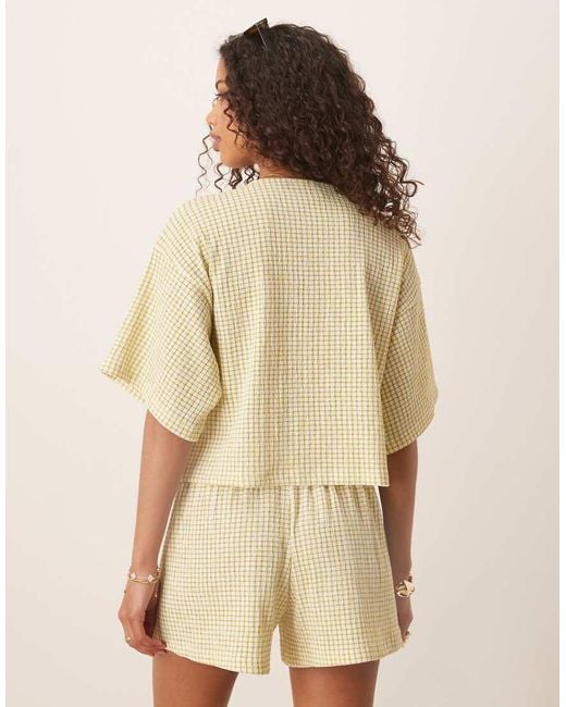 Camisa A Cuadros De Corte Cuadrado De Tejido Texturizado De (Parte De Un Conjunto) ASOS de color Natural