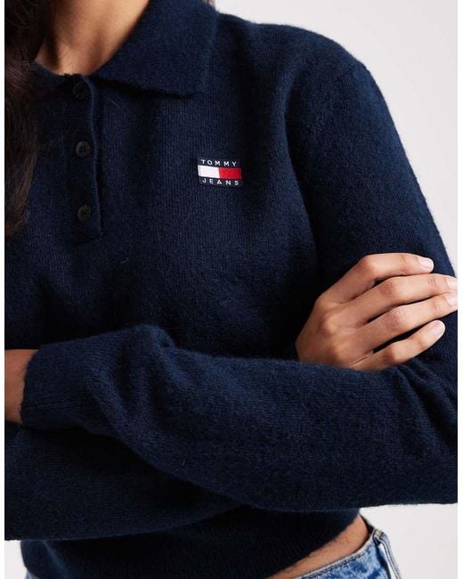 Jersey Azul Marino Con Cuello Tipo Polo De Punto Mullido De Tommy Hilfiger de color Blue