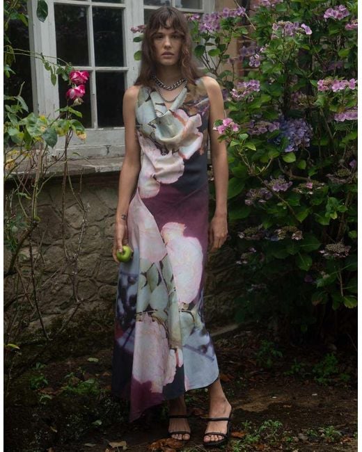 Muse Assembly Multicolor Cowl Neck Maxi Dress