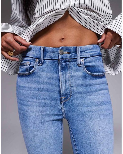 GOOD AMERICAN Blue Always Fits Good Legs Cropped Mini Boot Jeans