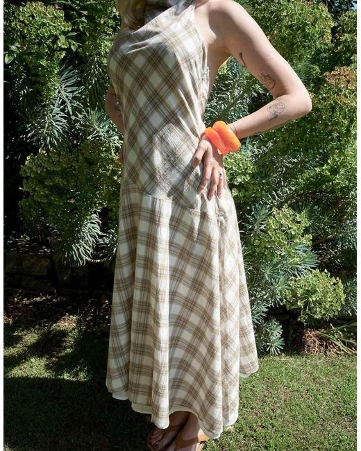 NA-KD Green X Marie Jedig Halterneck Asymmetric Midi Dress