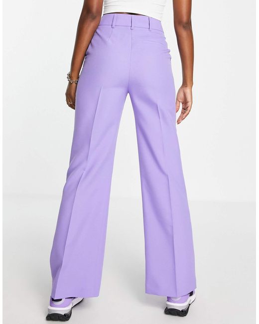 ASOS Purple Relaxed Wide Leg Flare Trousers