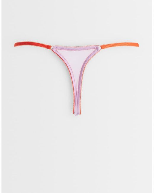 ASOS Multicolor 3 Pack Sheer Mesh Tanga Thong With Contrast Trim