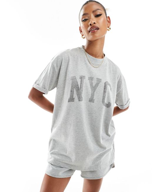 In The Style Gray X Perrie Sian Nyc Logo T-shirt