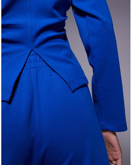ASOS Blue Co-ord Interlock Long Sleeve Corset T-shirt
