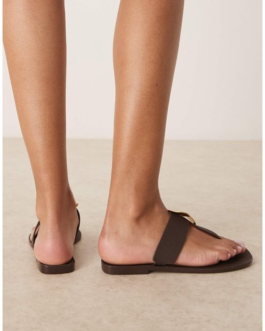 ASOS Natural Flatter Metal Coin Jelly Flip Flop Sandal