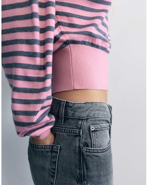 Pull&Bear Red Gestreifter pullover mit u-boot-ausschnitt