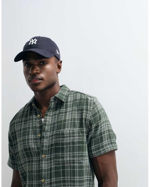 ASOS Green Regular Fit Textured Check Shirt for men
