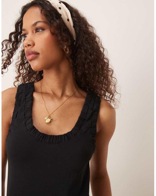 ASOS Black Ruched Scoop Smock Midi Dress
