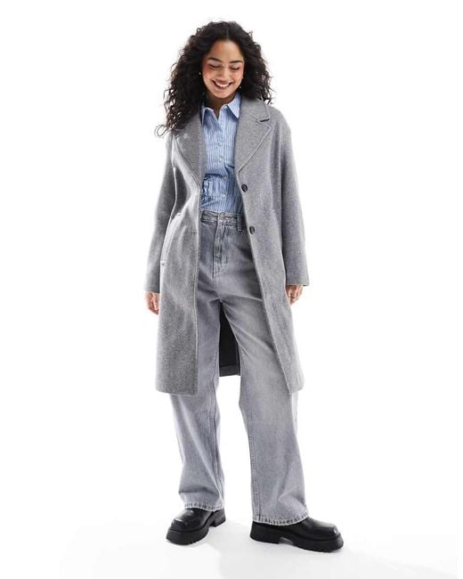 Bershka Gray Oversized Tailored Coat