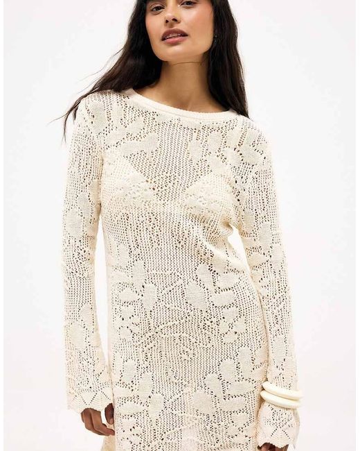 NA-KD Natural Crochet Mini Dress