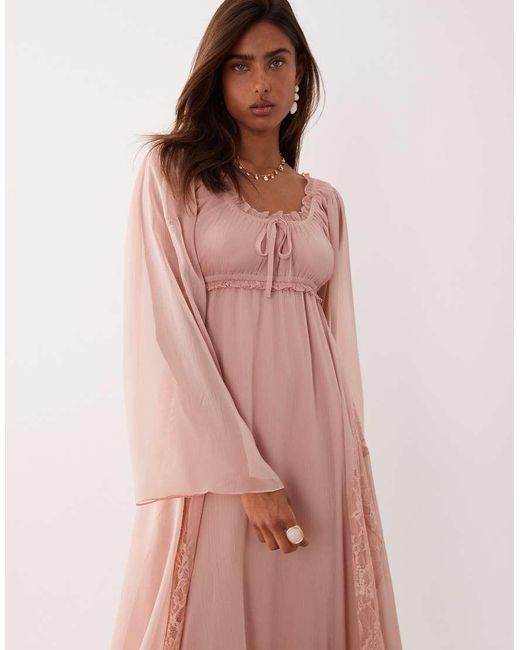 Miss Selfridge Pink Chiffon Boho Maxi Dress