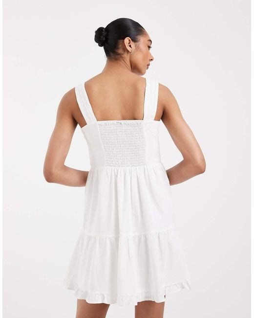 Vero Moda White Broderie Sleeveless Milkmaid Style Mini Dress