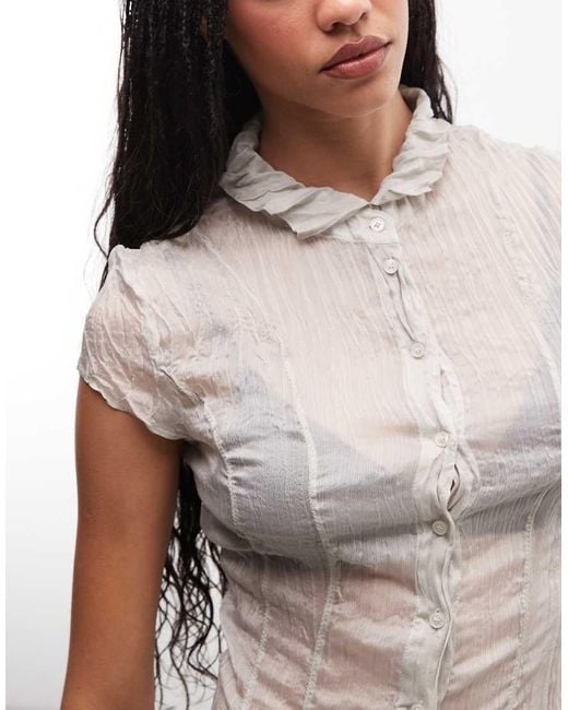 Weekday White Chiffon Crinkle Shirt