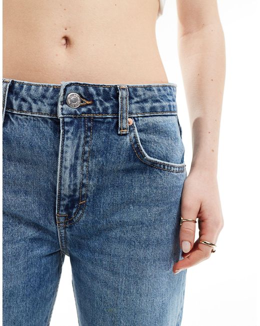 Jeans dritti a vita medio alta medio di Pull&Bear in Blue