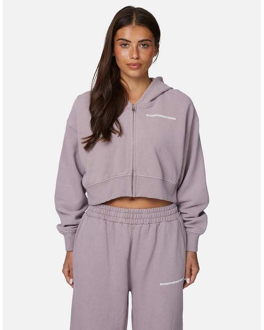 Good For Nothing Purple Vintage Wash Cropped Zip Through Hoodie