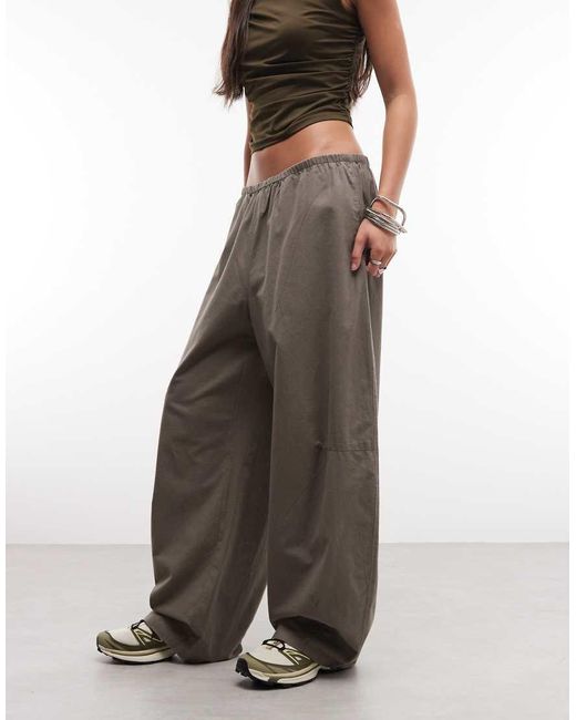 Weekday Brown Barrel Parachute Trousers