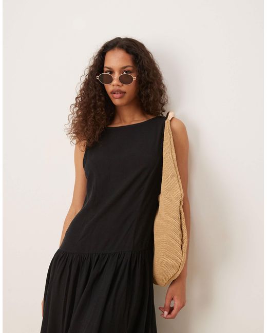 ASOS Black – leinenmix-maxikleid