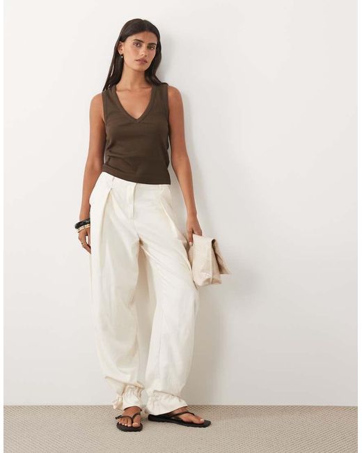 ASOS Brown Ribbed V Neck Vest