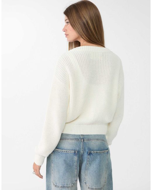 Stradivarius White – strickjacke