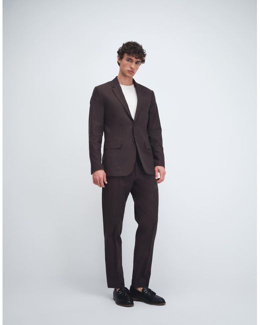 Abercrombie & Fitch Blue Linen Blend Slim Fit Single Breasted Blazer Co-ord for men