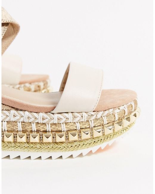 River Island Embroidered Studded Flatform Sandals in White Lyst UK