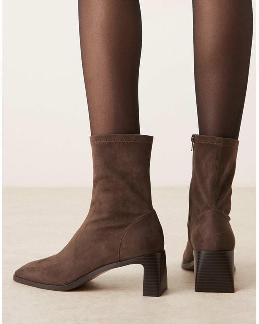 ASOS Brown Wide Fit Rush Ankle Boots With Set Back Heel