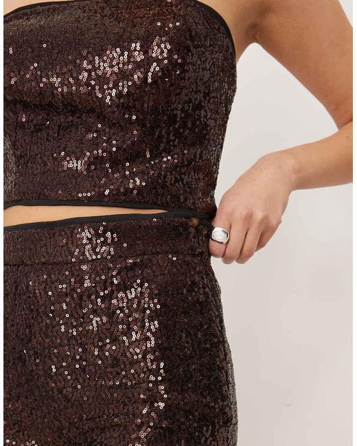 ASOS Brown Tailored Sequin Bandeau Top Co-Ord