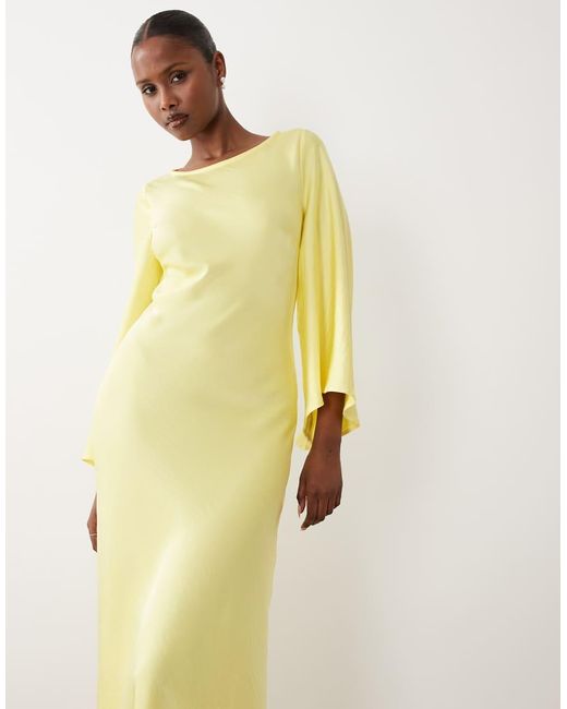 Vero Moda Metallic Satin Maxi Dress With exaggerated Angel Sleeve