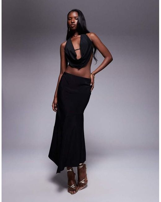 Oh Polly Black Fayola Cowl Neck Top