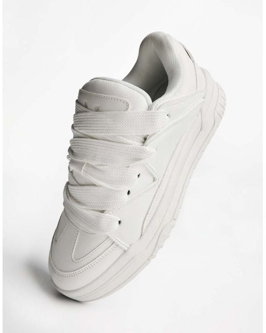 Bershka White Chunky Skater Trainers for men