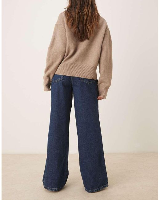 ASOS Blue High Rise Wide Leg Flared Jean