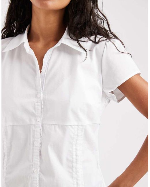 Hollister Blue Embroidered Short Sleeve Shirt