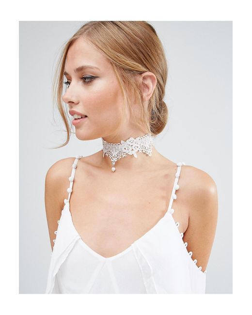 ASOS White Wedding Crochet Pearl Choker Necklace