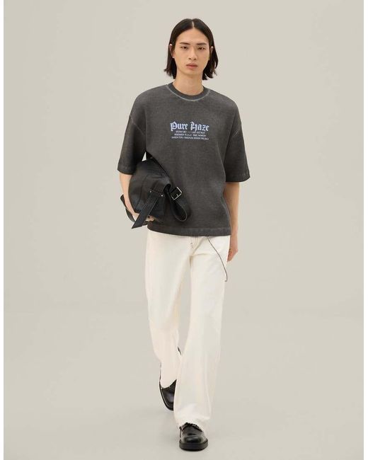 Bershka Gray Short Sleeve Waffle Print T-shirt for men