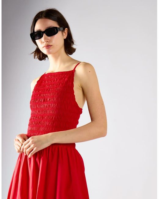 Glamorous Red Shirring Body Maxi Dress