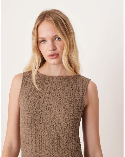 Mango Natural Textured Sleeveless Midi Dress
