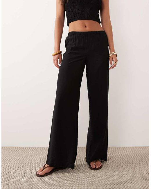 The Frolic Black Exclusive Elasticated Waist Wide Leg Pants